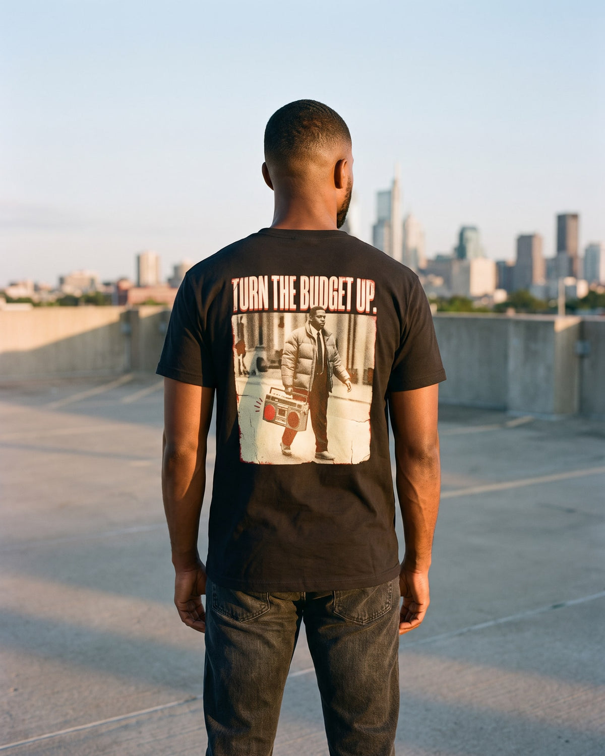 The Turn The Budget Up Tee, worn