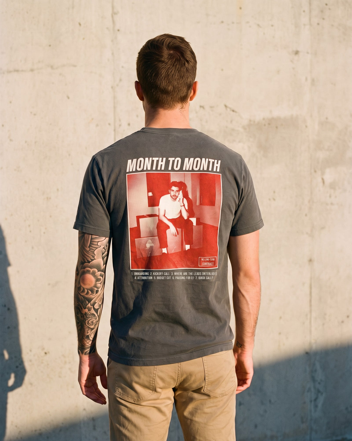 The Month To Month Album Tee, worn