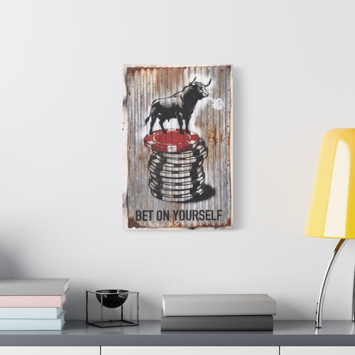 Bet On Yourself canvas, 12 in x 18 in (Vertical), on a wall