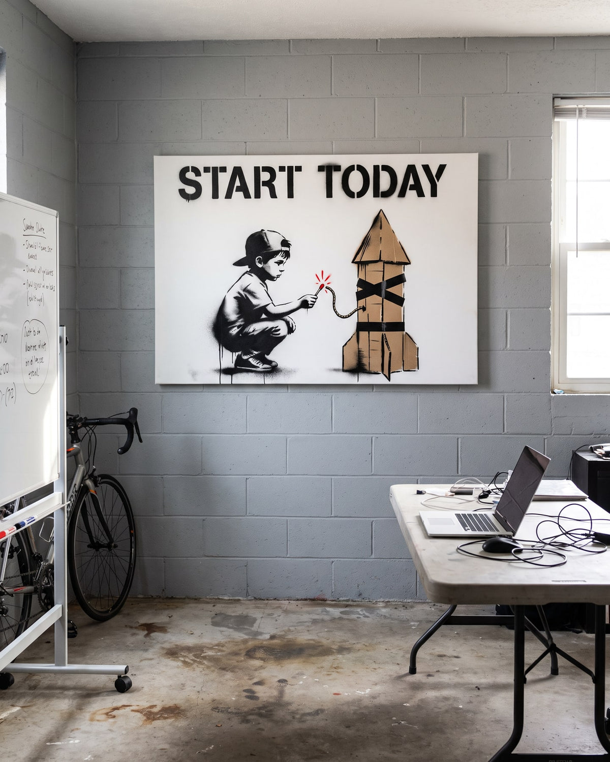 Start Today canvas, hanging