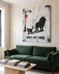 Built Not Born canvas, hanging
