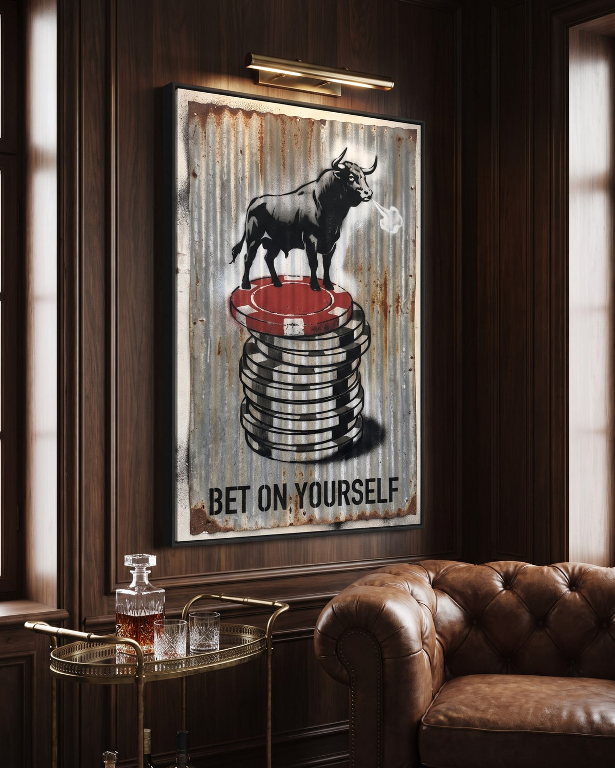 Bet On Yourself canvas, hanging