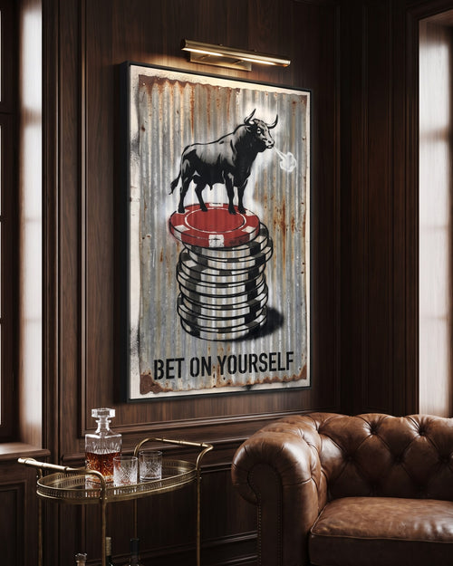 Bet On Yourself canvas, hanging
