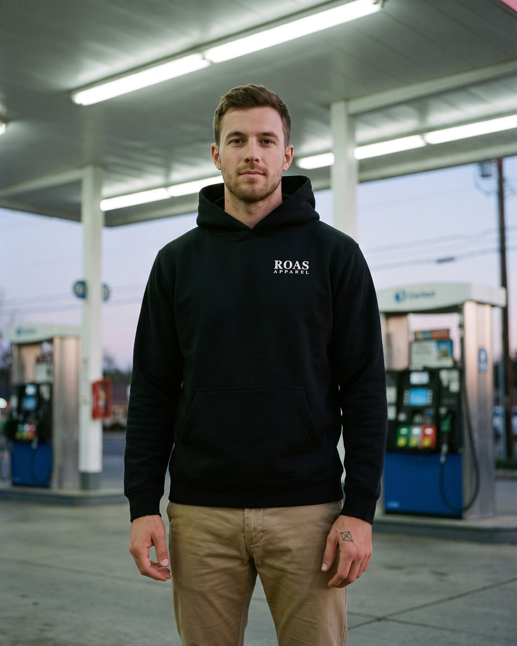 The Sell It Then Build It Hoodie, worn front