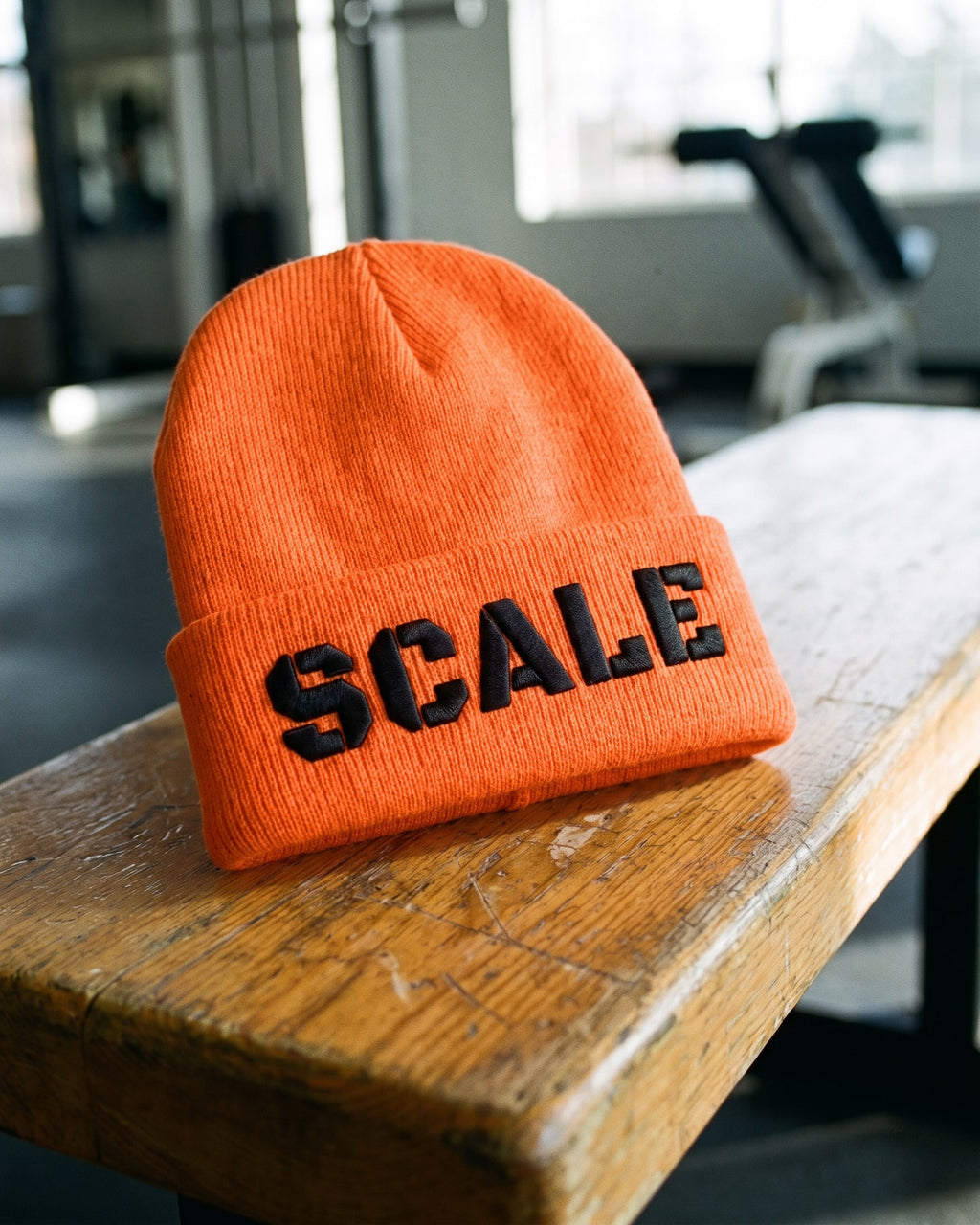 The SCALE Beanie, close-up of the puff embroidery