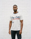 The Tiny CAC Pinstripe Jersey, worn