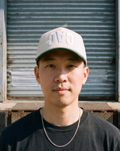 The CAC Mirror Cap, worn close-up