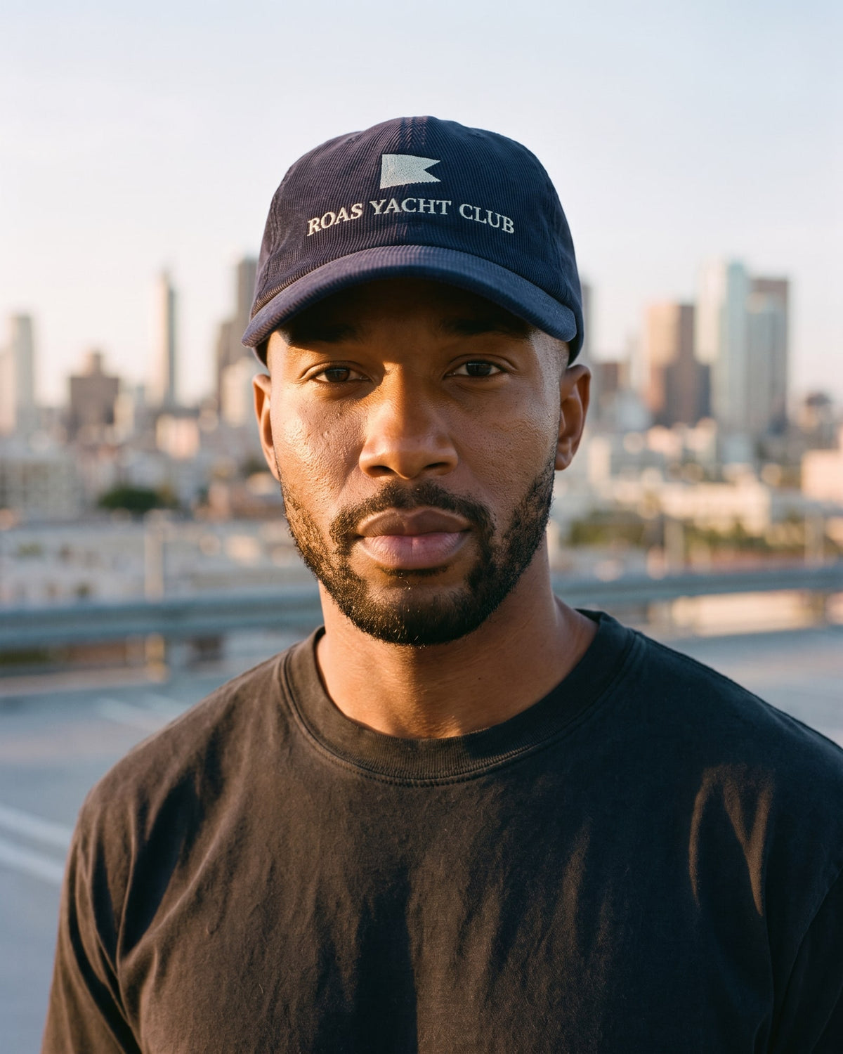 The ROAS Yacht Club Cord Cap, worn close-up