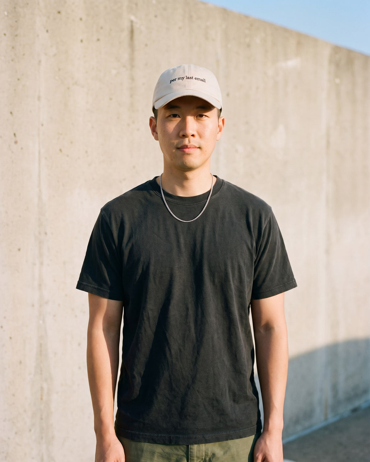 The Per My Last Email Dad Hat, worn