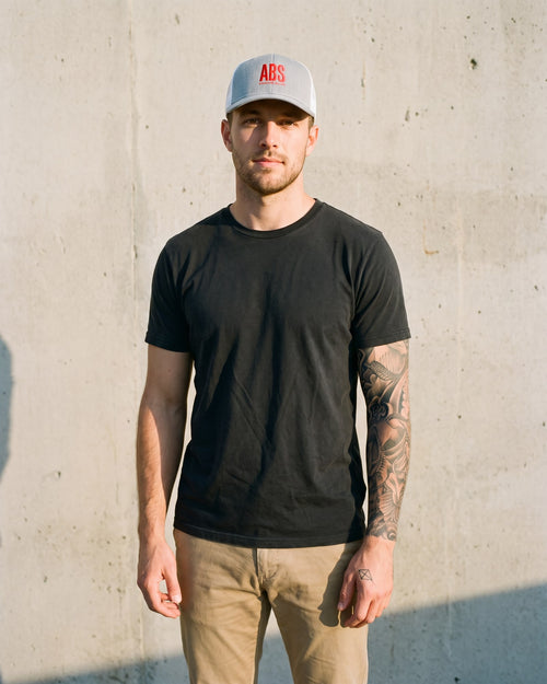 The Always Be Selling Trucker, worn