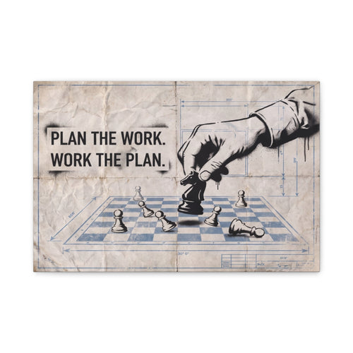 Plan The Work canvas, 18 in x 12 in (Horizontal), front