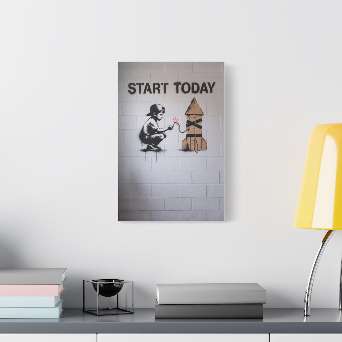 Start Today canvas, 12 in x 18 in (Vertical), on a wall