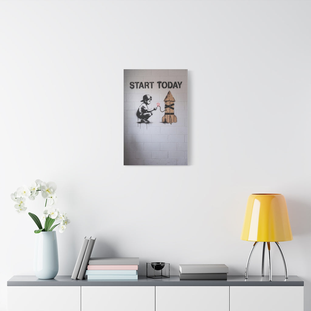 Start Today canvas, 16 in x 24 in (Vertical), on a wall