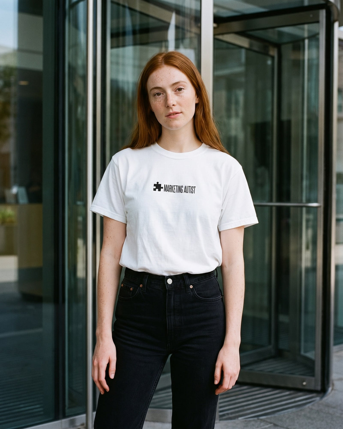 The Marketing Autist Tee, worn