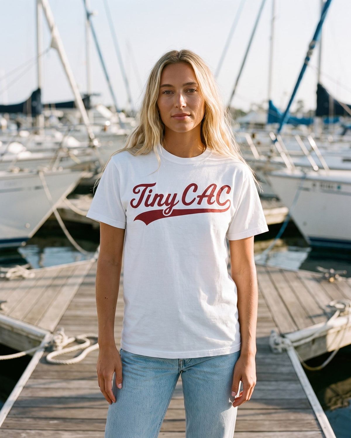 The Tiny CAC Baseball Tee, worn