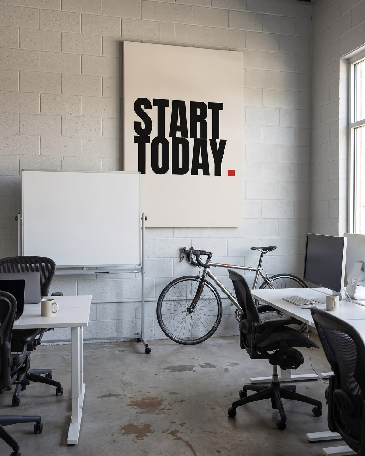 Start Today canvas, hanging