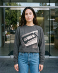 The Q4 Results VHS Crewneck, worn